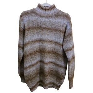 Andrea Haber Vintage Ombre Striped Cozy Turtleneck Tunic Sweater Size L